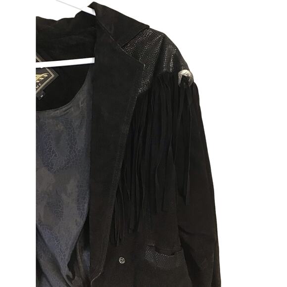 Cuir Classique Black Suede Jacket with Fringe Woman Size‎ M - Picture 3 of 5